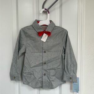Gray Toddler Shirt with Red Bow Tie
